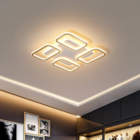 Simplicity Gold Square Acrylic Ceiling Flush Light Led Mount Lighting In Warm/White - 16.5/20.5 Wide