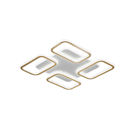 Simplicity Gold Square Acrylic Ceiling Flush Light Led Mount Lighting In Warm/White -