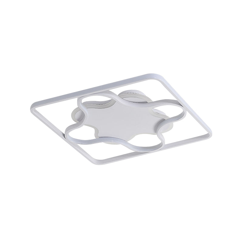 White/Warm Led Bedroom Flush Light: Minimalist Square & Petal Aluminum Ceiling Lamp 18’/21.5’ Wide