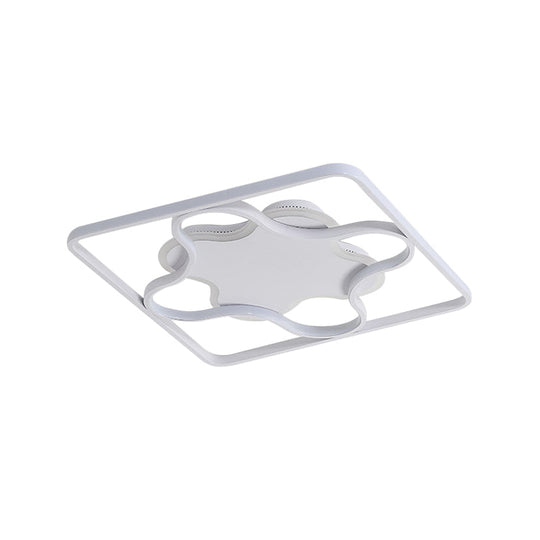 White/Warm Led Bedroom Flush Light: Minimalist Square & Petal Aluminum Ceiling Lamp 18’/21.5’ Wide