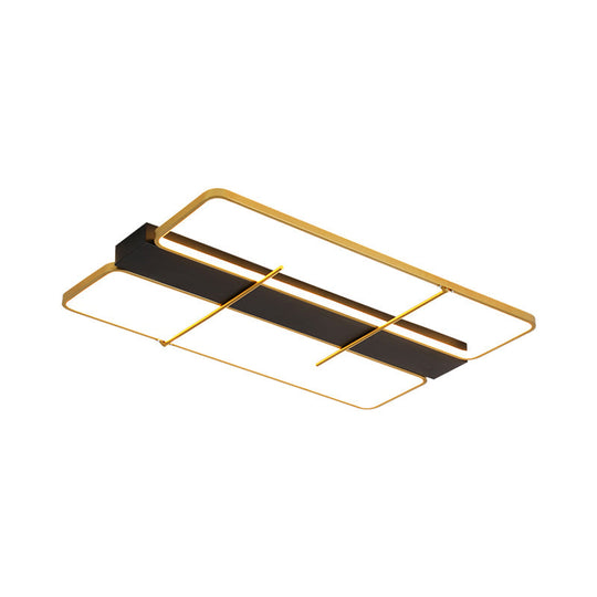 Modern Aluminum Rectangular Led Ceiling Light Fixture In Black And Gold