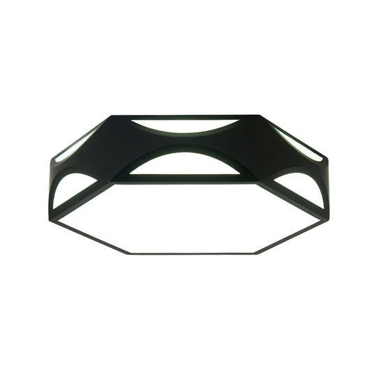 Hexagonal Led Ceiling Light With Acrylic Diffuser And Modern Black/White Iron Finish