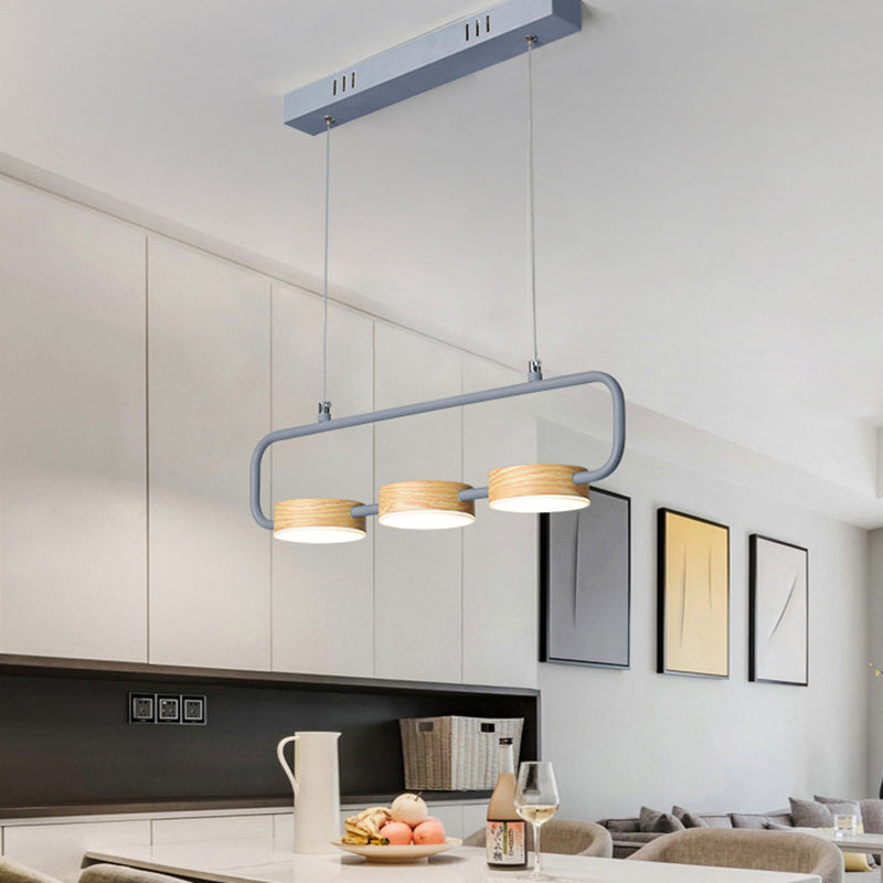 Nordic 3-Light Hanging Pendant With Metal And Wood Accents For Kitchen Island