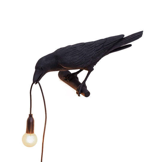 Bird Shape Wall Mount Light - Country Style Resin Sconce Lamp (White/Black Finish) With 1 Bulb