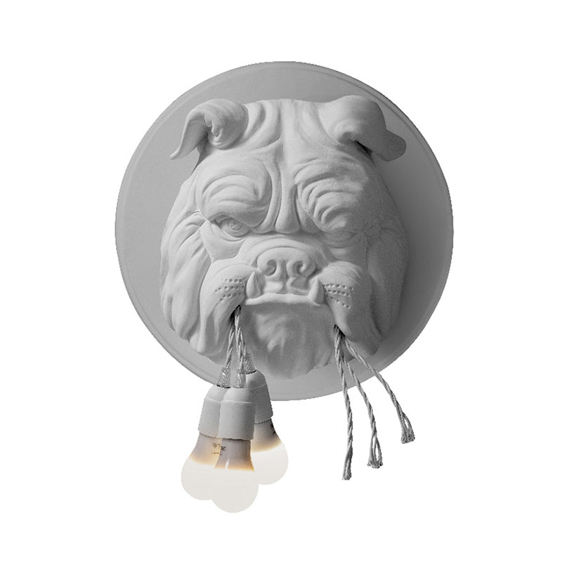 Nordic Bulldog Resin Sconce Wall Lamp - White/Black 3 Heads For Living Rooms