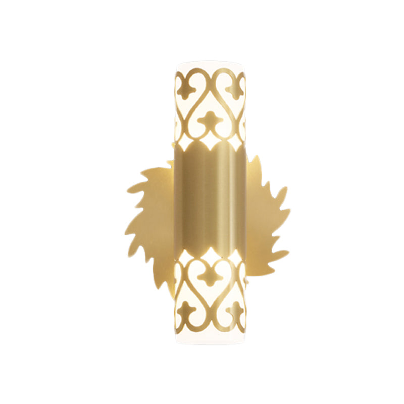 Contemporary Brass Led Cylinder Wall Lamp - Bedside Sconce