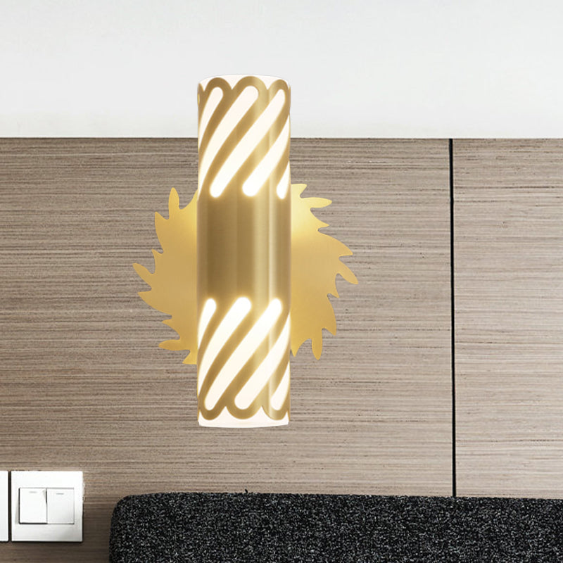 Brass Wall Mount Led Sconce Lamp - Unique Tubular Design For Bedroom Lighting / C
