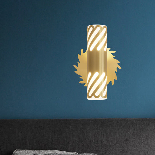 Brass Wall Mount Led Sconce Lamp - Unique Tubular Design For Bedroom Lighting