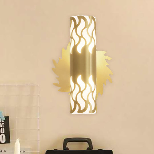 Brass Wall Mount Led Sconce Lamp - Unique Tubular Design For Bedroom Lighting / B