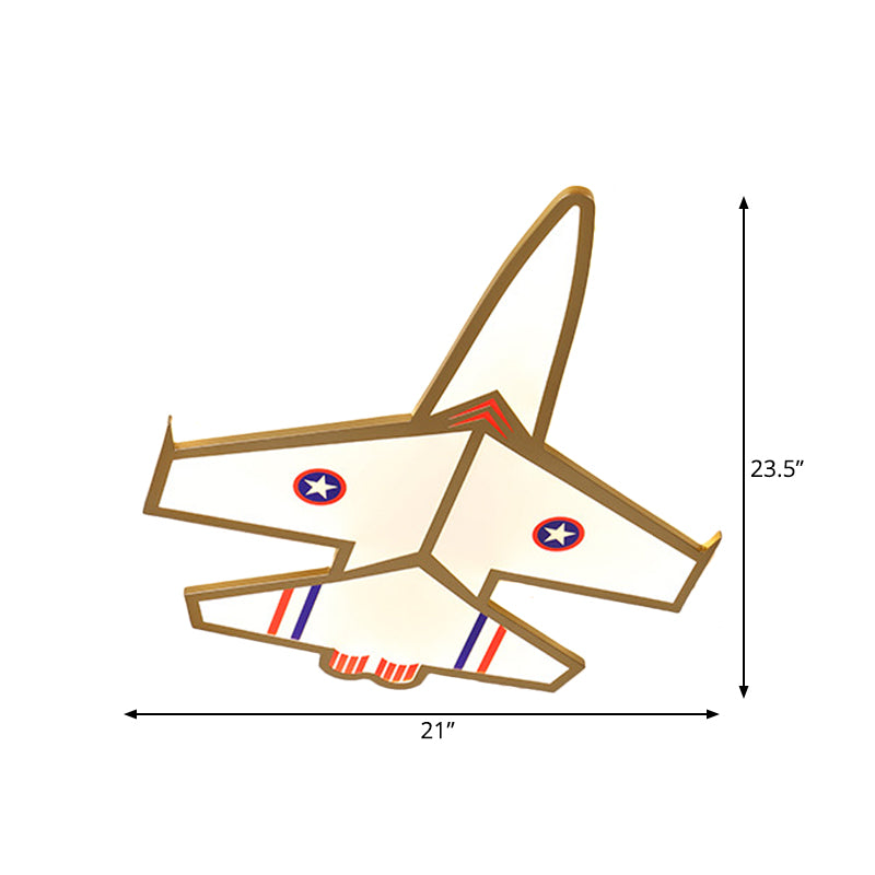 Kids Golden Jet Flushmount Ceiling Light With Acrylic Led For Boys Bedroom (Warm/White)