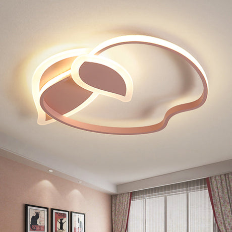 Kids Led Flush Mount Ceiling Lighting With Apple Aluminum Frame - Pink/White/Black Options Pink