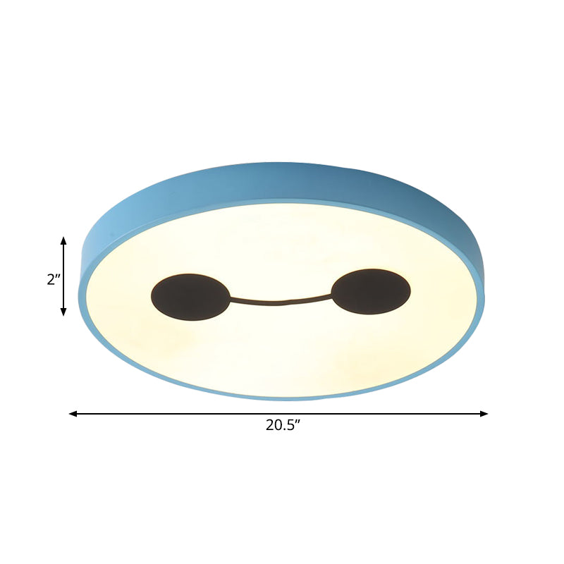 Cartoon Character Led Flush Mount Ceiling Light In Blue With Warm/White Lighting