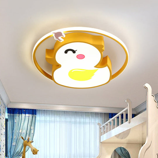 Cheerful Yellow Duck Led Ceiling Flushmount With Acrylic Shade