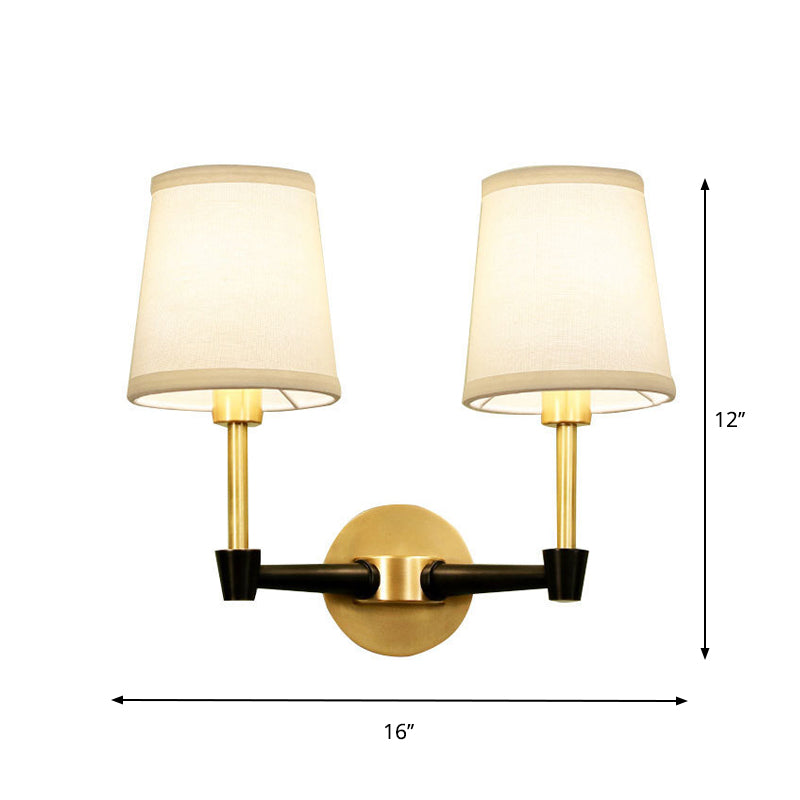 Classic Tapered Wall Mount Light Fixture - Half-Bulb Fabric Sconce In Black