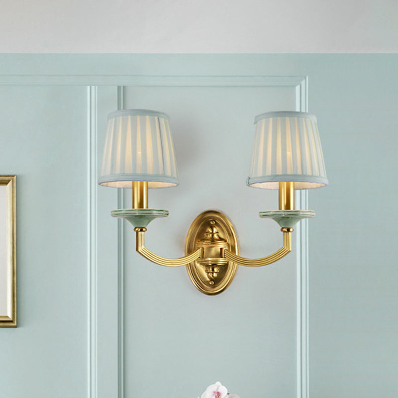 Rustic Drum Wall Mount Light - Countryside 1/2-Head Sconce Lamp In Brass