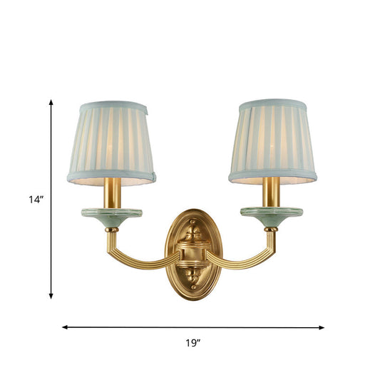 Rustic Drum Wall Mount Light - Countryside 1/2-Head Sconce Lamp In Brass