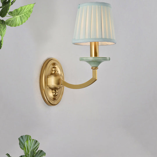 Rustic Drum Wall Mount Light - Countryside 1/2-Head Sconce Lamp In Brass