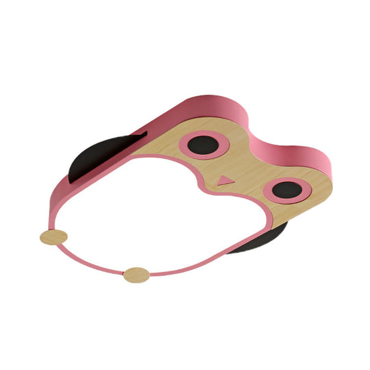 Cartoon Owl Led Flush Mount Lamp For Child Room - Thin Iron Ceiling Light In White/Pink/Blue With