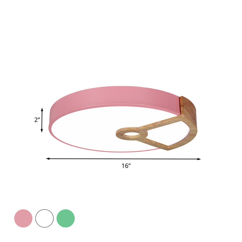 Macaron White/Pink/Blue-Wood Led Ceiling Light Fixture For Bedroom - Splicing Round Acrylic Flush