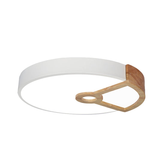 Macaron White/Pink/Blue-Wood Led Ceiling Light Fixture For Bedroom - Splicing Round Acrylic Flush