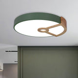 Macaron White/Pink/Blue-Wood Led Ceiling Light Fixture For Bedroom - Splicing Round Acrylic Flush