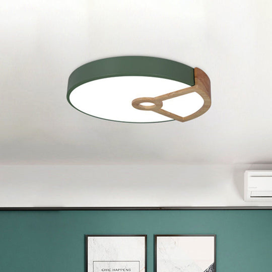 Macaron White/Pink/Blue - Wood Led Ceiling Light Fixture For Bedroom - Splicing Round Acrylic Flush