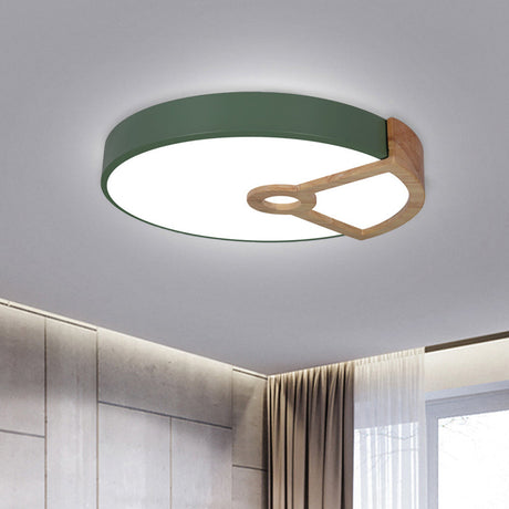 Macaron White/Pink/Blue-Wood Led Ceiling Light Fixture For Bedroom - Splicing Round Acrylic Flush