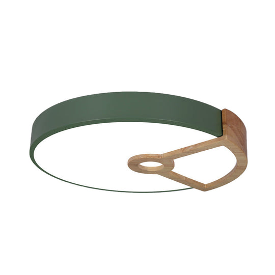 Macaron White/Pink/Blue-Wood Led Ceiling Light Fixture For Bedroom - Splicing Round Acrylic Flush