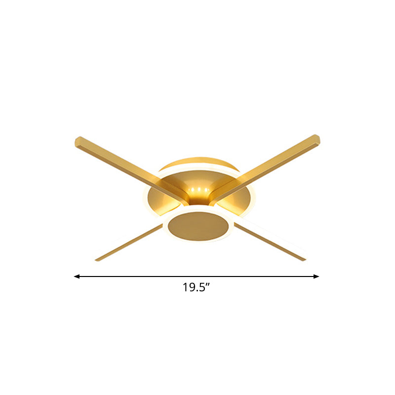 Minimalist Acrylic Led Ceiling Mount Light - Gold 19.5’/24.5’ Wide Bedroom Flush Fixture Warm/White