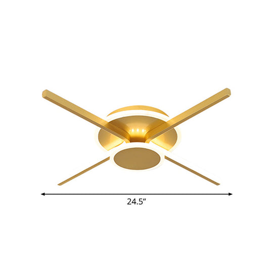 Minimalist Acrylic Led Ceiling Mount Light - Gold 19.5’/24.5’ Wide Bedroom Flush Fixture Warm/White