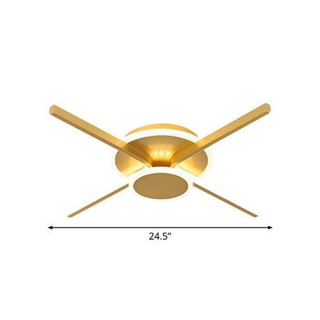 Minimalist Acrylic Led Ceiling Mount Light - Gold 19.5/24.5 Wide Bedroom Flush Fixture Warm/White