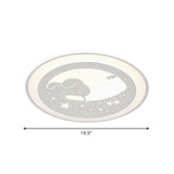 White Round Flushmount Light Nordic Led Acrylic Lamp - 16’/19.5’ Dia Rabbit And Star Pattern