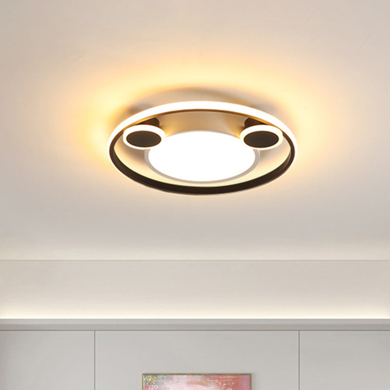 Nordic Led Circle Ceiling Flush Mount Lighting In White/Black - 16.5/20.5 Diameter White/Warm Light