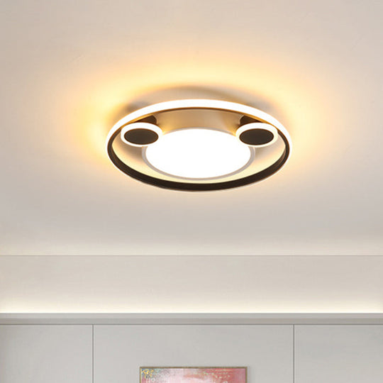 Nordic Led Circle Ceiling Flush Mount Lighting In White/Black - 16.5/20.5 Diameter White/Warm Light