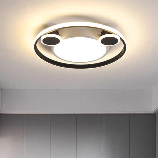 Nordic Led Circle Ceiling Flush Mount Lighting In White/Black - 16.5/20.5 Diameter White/Warm Light