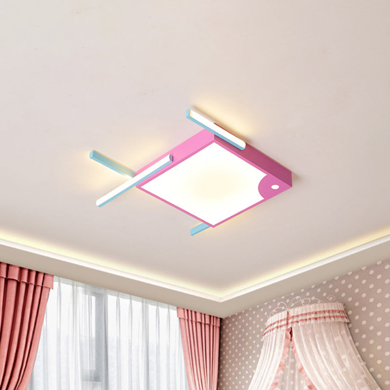 Metallic Fish Shaped Led Flush Mount Ceiling Light In White/Warm - Pink Cartoon Design / Warm