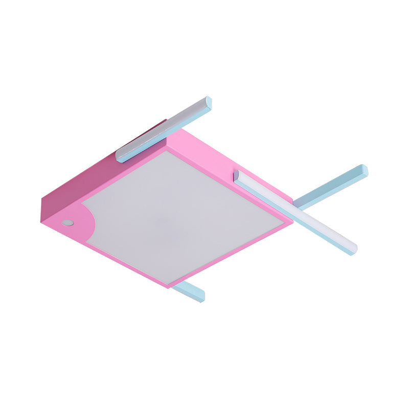 Metallic Fish Shaped Led Flush Mount Ceiling Light In White/Warm - Pink Cartoon Design