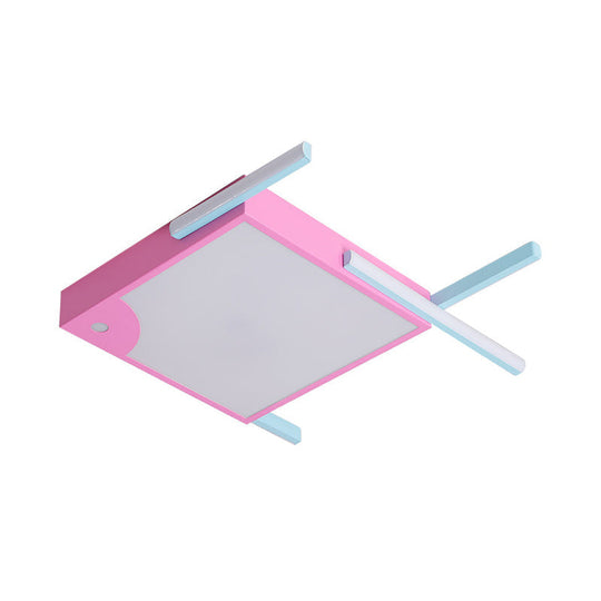 Metallic Fish Shaped Led Flush Mount Ceiling Light In White/Warm - Pink Cartoon Design