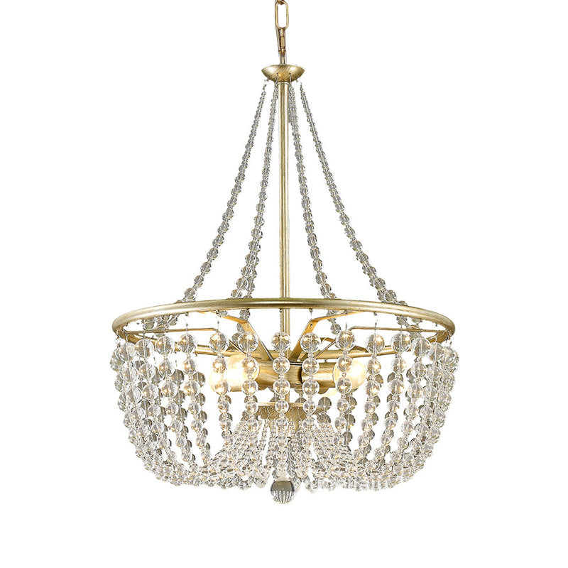 Modern 4-Head Ceiling Chandelier In Gold With Crystal Shade For Living Room