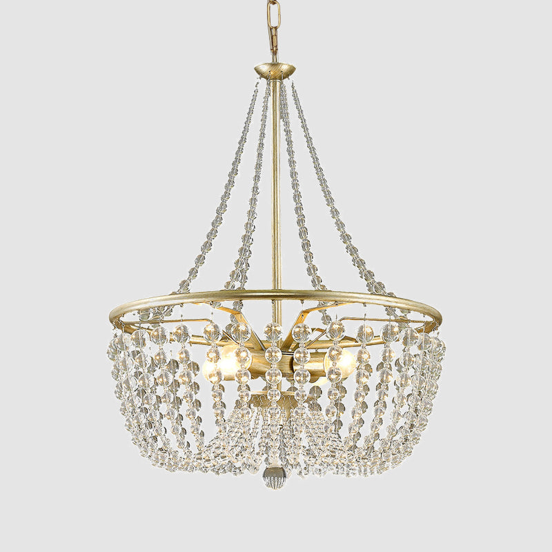 Modern 4-Head Ceiling Chandelier In Gold With Crystal Shade For Living Room