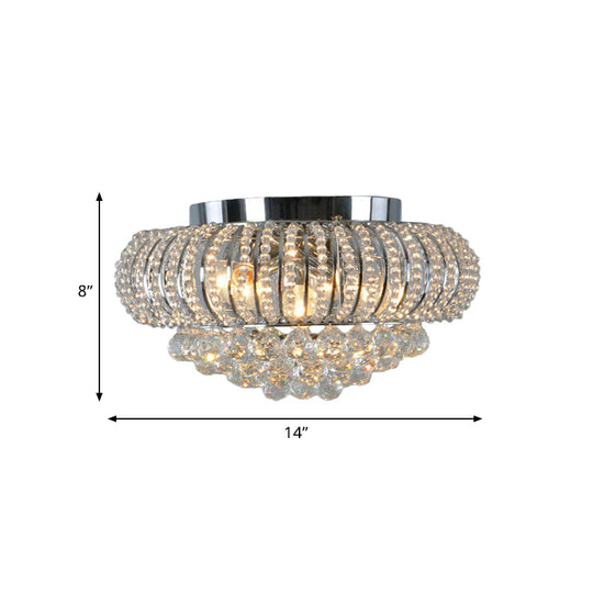 Modern Crystal Flush Mount Light With Oval Faceted Design - 3 - Head Ceiling Lighting For Living