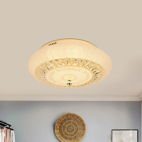 Contemporary Crystal Led Ceiling Mount Light - Gold Finish Round Design Flushmount For Living Room
