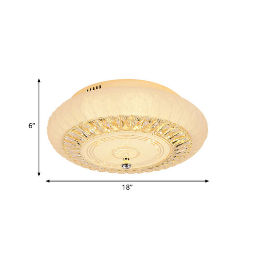 Contemporary Crystal Led Ceiling Mount Light - Gold Finish Round Design Flushmount For Living Room
