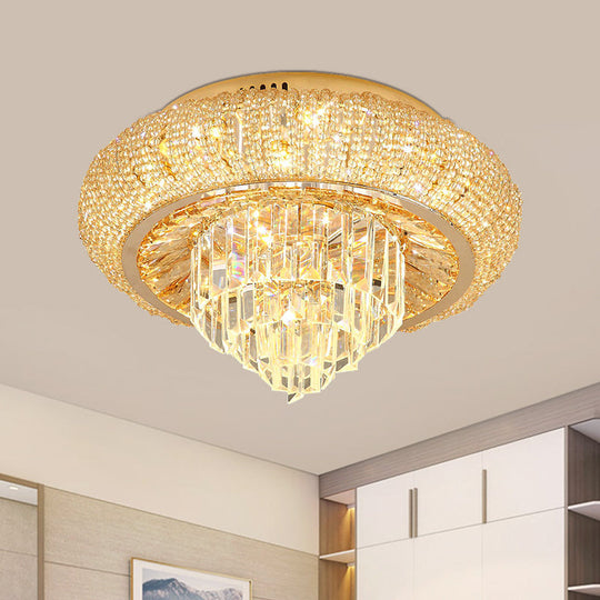 Modern Gold Led Crystal Prism Flush Mount Ceiling Light Fixture