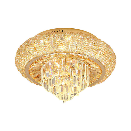 Modern Gold Led Crystal Prism Flush Mount Ceiling Light Fixture