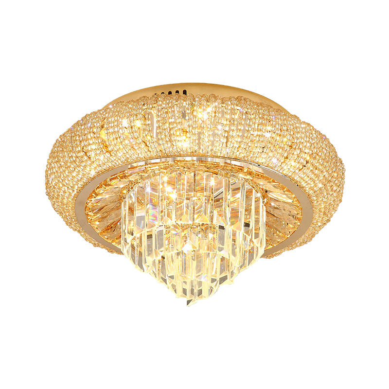 Modern Gold Led Crystal Prism Flush Mount Ceiling Light Fixture