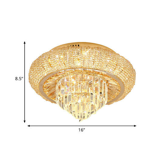 Modern Gold Led Crystal Prism Flush Mount Ceiling Light Fixture