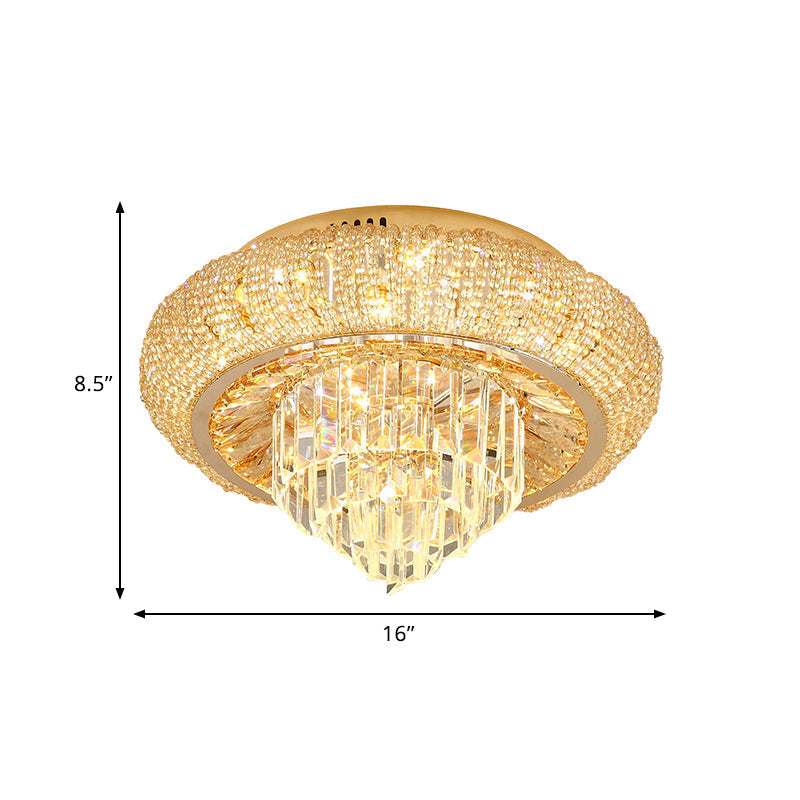 Modern Gold Led Crystal Prism Flush Mount Ceiling Light Fixture