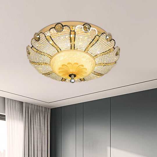 16’/19.5’ W Led Modern Scalloped Crystal Flush Mount Spotlight In Gold