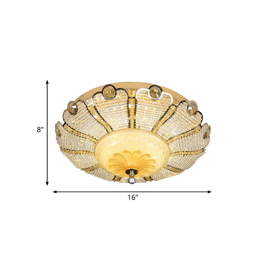 16’/19.5’ W Led Modern Scalloped Crystal Flush Mount Spotlight In Gold